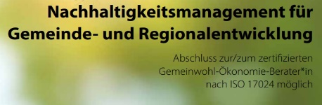 Schriftzug Nachhaltigkeitsmanagement für Gemeinde- und Regionalentwicklung